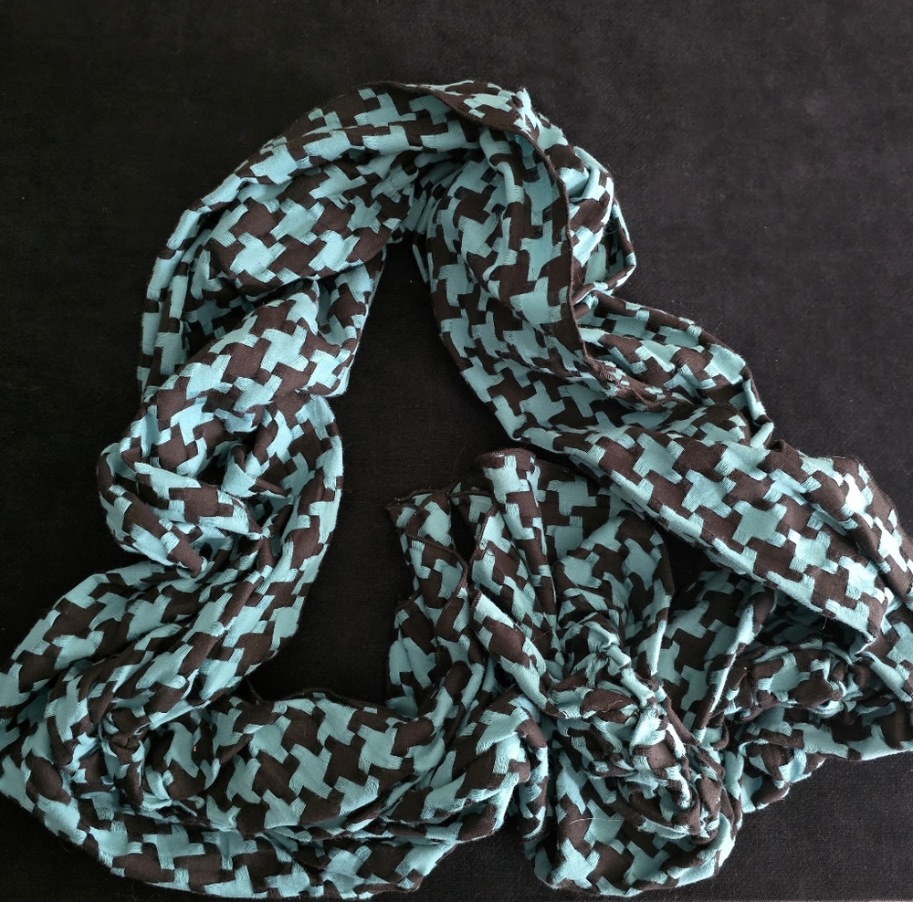Coldwater Creek Black and Teal Cotton Scarf